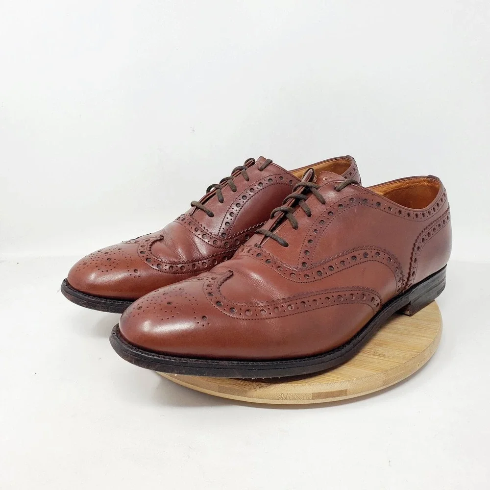 Churchs‎ Chetwynd Shoes Mens 9.5 D Brown Leather Oxford Brogue Medallion UK 8.5F